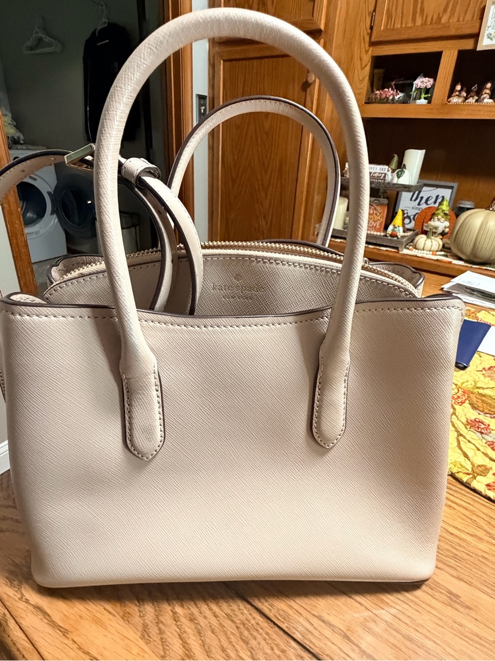 kate spade Cream Saffiano Leather Shoulder Tote